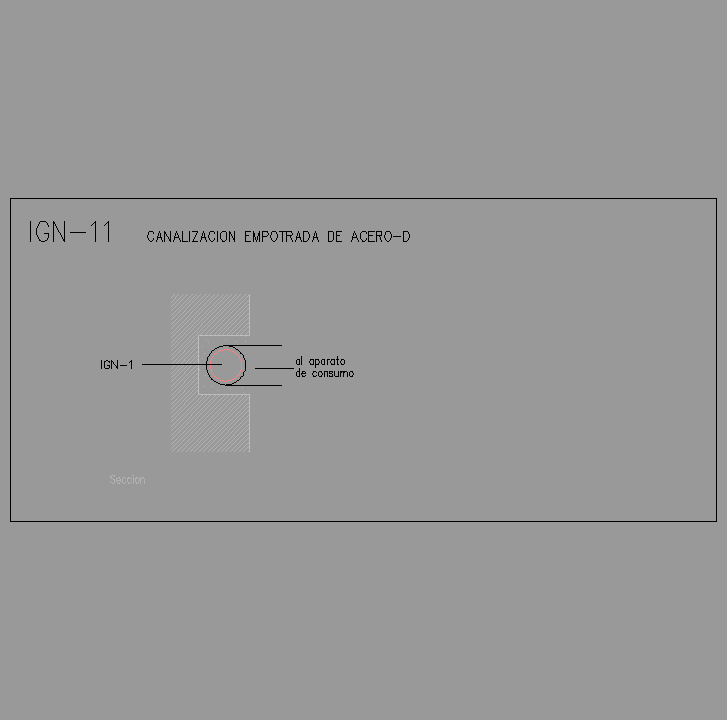 Bloque Autocad Canalización empotrada de acero